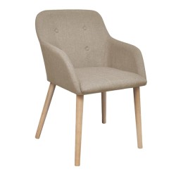 vidaXL Sillas de comedor 2 uds tela beige y madera maciza de roble