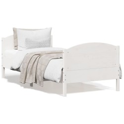 vidaXL Estructura de cama con cabecero madera de pino blanca 90x200 cm