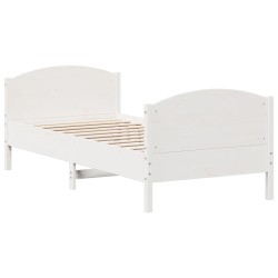 vidaXL Estructura de cama con cabecero madera de pino blanca 90x200 cm