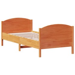 vidaXL Estructura cama con cabecero madera pino marrón cera 90x190 cm