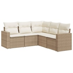 vidaXL Juego de sofás jardín con cojines 5 pzas ratán sintético beige