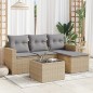 vidaXL Juego de sofás jardín con cojines 5 pzas ratán sintético beige vidaXL Juego de sofás jardín con cojines 5 pzas ratán sintético beige