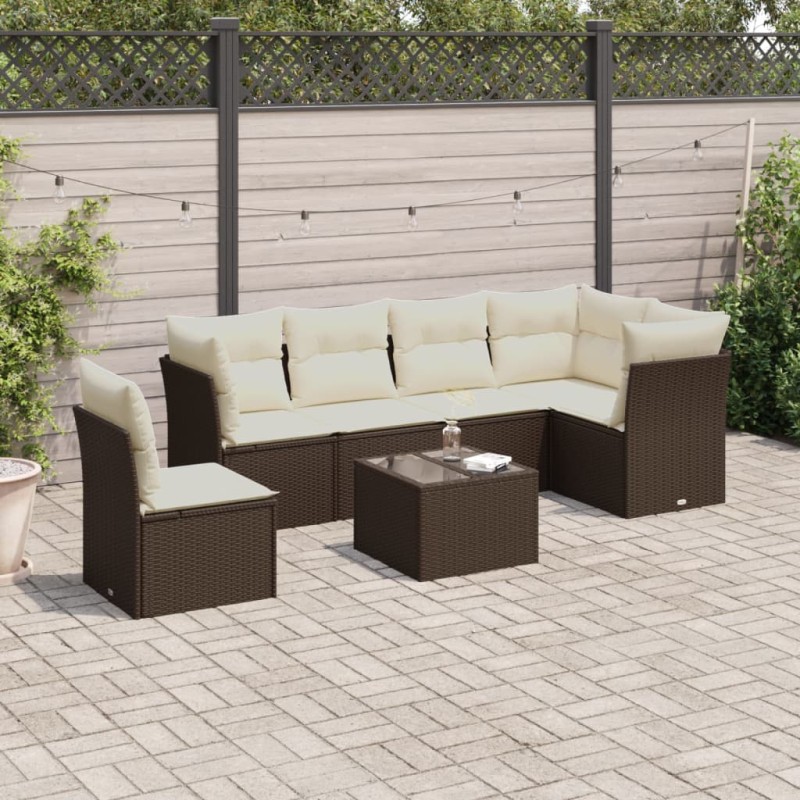 vidaXL Set de comedor de jardín 7 pzas y cojines ratán sintético negro vidaXL Set de comedor de jardín 7 pzas y cojines ratán sintético negro