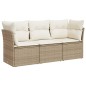 vidaXL Juego de sofás de jardín con cojines beige 3 pzas ratán PE vidaXL Juego de sofás de jardín con cojines beige 3 pzas ratán PE