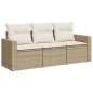 vidaXL Juego de sofás de jardín con cojines beige 3 pzas ratán PE vidaXL Juego de sofás de jardín con cojines beige 3 pzas ratán PE