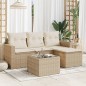 vidaXL Juego de sofás jardín con cojines 5 pzas ratán sintético beige vidaXL Juego de sofás jardín con cojines 5 pzas ratán sintético beige