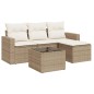 vidaXL Juego de sofás jardín con cojines 5 pzas ratán sintético beige vidaXL Juego de sofás jardín con cojines 5 pzas ratán sintético beige