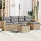 vidaXL Juego de sofás jardín con cojines 6 pzas ratán sintético beige vidaXL Juego de sofás jardín con cojines 6 pzas ratán sintético beige
