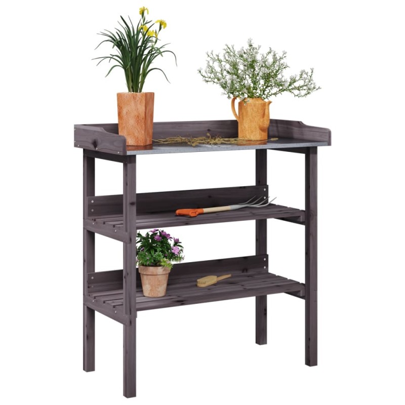 vidaXL Mesa para plantas con estantes madera abeto gris 78x38x82,5 cm vidaXL Mesa para plantas con estantes madera abeto gris 78x38x82,5 cm
