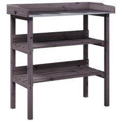 vidaXL Mesa para plantas con estantes madera abeto gris 78x38x82,5 cm