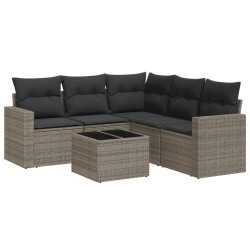 vidaXL Set de muebles de jardín 6 pzas y cojines ratán sintético gris