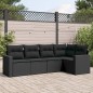 vidaXL Set de muebles de jardín 5 pzas y cojines ratán sintético negro