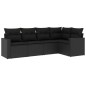 vidaXL Set de muebles de jardín 5 pzas y cojines ratán sintético negro