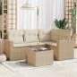 vidaXL Juego de sofás jardín con cojines 5 pzas ratán sintético beige vidaXL Juego de sofás jardín con cojines 5 pzas ratán sintético beige