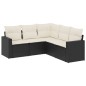 vidaXL Set de muebles de jardín 5 pzas y cojines ratán sintético negro vidaXL Set de muebles de jardín 5 pzas y cojines ratán sintético negro
