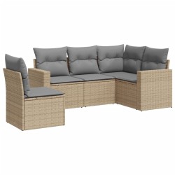 vidaXL Juego de sofás jardín con cojines 5 pzas ratán sintético beige