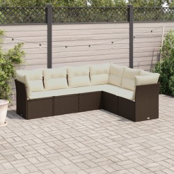 vidaXL Set sofás de jardín 6 piezas y cojines ratán sintético marrón