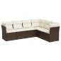 vidaXL Set sofás de jardín 6 piezas y cojines ratán sintético marrón vidaXL Set sofás de jardín 6 piezas y cojines ratán sintético marrón