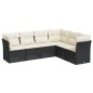 vidaXL Set de sofás de jardín 6 piezas y cojines ratán sintético negro vidaXL Set de sofás de jardín 6 piezas y cojines ratán sintético negro