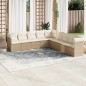 vidaXL Set de sofás de jardín 9 pzas con cojines ratán sintético beige vidaXL Set de sofás de jardín 9 pzas con cojines ratán sintético beige