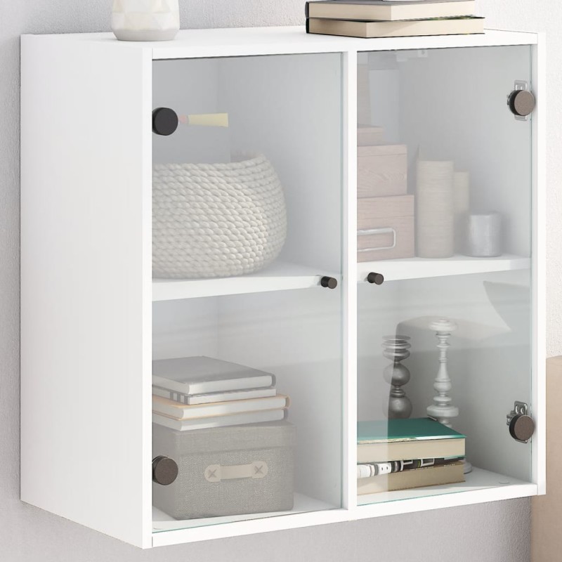 vidaXL Mueble de pared con puertas de vidrio blanco 68x37x68,5 cm vidaXL Mueble de pared con puertas de vidrio blanco 68x37x68,5 cm