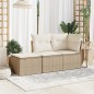 vidaXL Taburete de jardín con cojín ratán sintético beige 55x55x37cm vidaXL Taburete de jardín con cojín ratán sintético beige 55x55x37cm