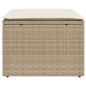 vidaXL Taburete de jardín con cojín ratán sintético beige 55x55x37cm vidaXL Taburete de jardín con cojín ratán sintético beige 55x55x37cm