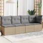 vidaXL Sofá de jardín de 4 plazas con cojines ratán sintético beige vidaXL Sofá de jardín de 4 plazas con cojines ratán sintético beige