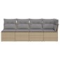 vidaXL Sofá de jardín de 4 plazas con cojines ratán sintético beige vidaXL Sofá de jardín de 4 plazas con cojines ratán sintético beige