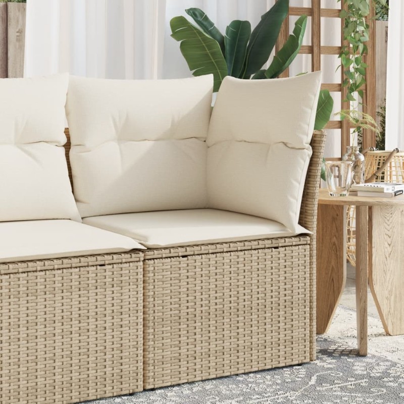 vidaXL Sillón de esquina de jardín con cojines ratán sintético beige vidaXL Sillón de esquina de jardín con cojines ratán sintético beige