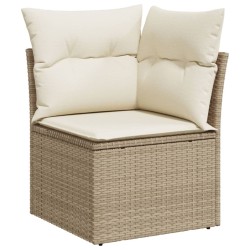 vidaXL Sillón de esquina de jardín con cojines ratán sintético beige