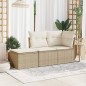 vidaXL Taburete de jardín con cojín ratán sintético beige 55x55x37cm vidaXL Taburete de jardín con cojín ratán sintético beige 55x55x37cm