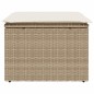 vidaXL Taburete de jardín con cojín ratán sintético beige 55x55x37cm vidaXL Taburete de jardín con cojín ratán sintético beige 55x55x37cm