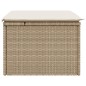 vidaXL Taburete de jardín con cojín ratán sintético beige 55x55x37cm vidaXL Taburete de jardín con cojín ratán sintético beige 55x55x37cm