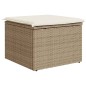 vidaXL Taburete de jardín con cojín ratán sintético beige 55x55x37cm vidaXL Taburete de jardín con cojín ratán sintético beige 55x55x37cm