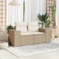 vidaXL Sofá de jardín con cojines de 2 plazas ratán sintético beige vidaXL Sofá de jardín con cojines de 2 plazas ratán sintético beige