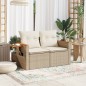 vidaXL Sofá de jardín con cojines de 2 plazas ratán sintético beige vidaXL Sofá de jardín con cojines de 2 plazas ratán sintético beige