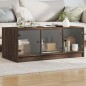 vidaXL Mesa de centro con puertas de vidrio marrón roble 102x50x42 cm