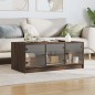 vidaXL Mesa de centro con puertas de vidrio marrón roble 102x50x42 cm