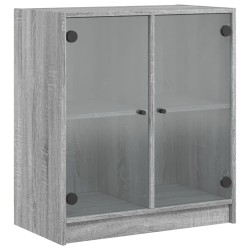 vidaXL Armario auxiliar puertas de vidrio gris Sonoma 68x37x75,5 cm