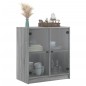 vidaXL Armario auxiliar puertas de vidrio gris Sonoma 68x37x75,5 cm