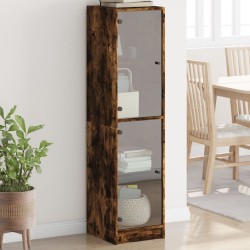 vidaXL Aparador con puertas de vidrio roble ahumado 35x37x142 cm