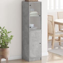 vidaXL Aparador con puerta de vidrio gris hormigón 35x37x142 cm