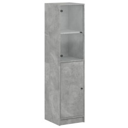 vidaXL Aparador con puerta de vidrio gris hormigón 35x37x142 cm