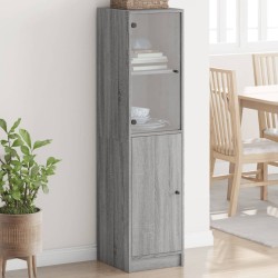 vidaXL Aparador con puerta de vidrio gris Sonoma 35x37x142 cm