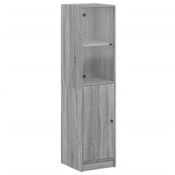 vidaXL Aparador con puerta de vidrio gris Sonoma 35x37x142 cm
