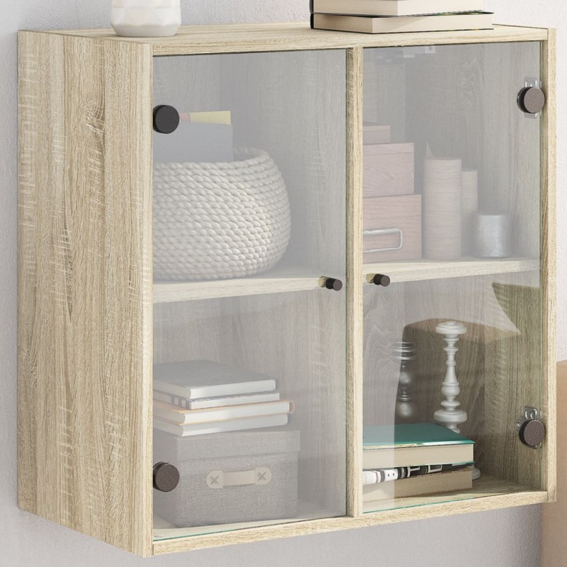 vidaXL Mueble de pared puertas de vidrio roble Sonoma 68x37x68,5 cm