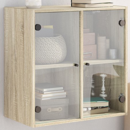 vidaXL Mueble de pared puertas de vidrio roble Sonoma 68x37x68,5 cm