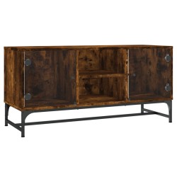 vidaXL Mueble de TV con puertas de vidrio roble ahumado 102x37x50 cm