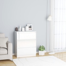 vidaXL Aparador de madera contrachapada blanco brillante 60x35x76 cm